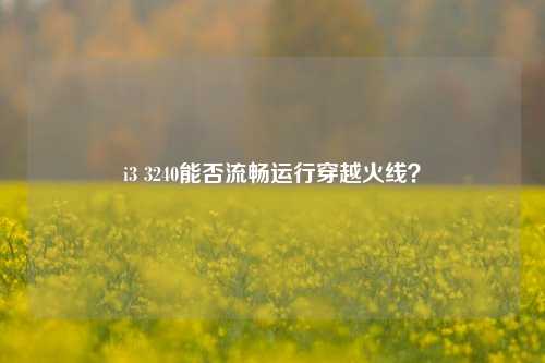 i3 3240能否流畅运行穿越火线？