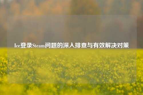 Ice登录Steam问题的深入排查与有效解决对策