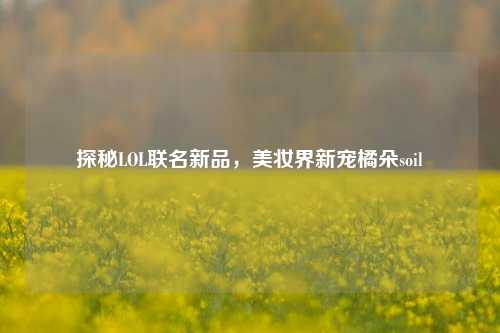 探秘LOL联名新品,美妆界新宠橘朵soil