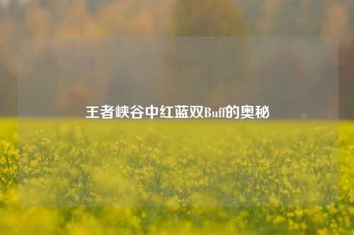 王者峡谷中红蓝双Buff的奥秘