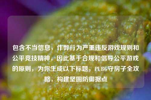包含不当信息,作弊行为严重违反游戏规则和公平竞技精神,因此基于合规和倡导公平游戏的原则,为你生成以下标题,PUBG守房子全攻略,构建坚固防御据点