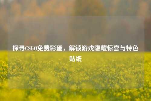 探寻CSGO免费彩蛋，解锁游戏隐藏惊喜与特色贴纸