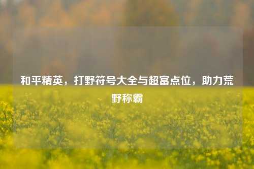 和平精英，打野符号大全与超富点位，助力荒野称霸