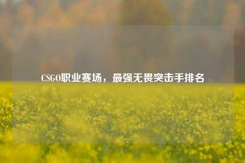 CSGO职业赛场，最强无畏突击手排名
